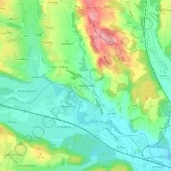 Topografische Karte Unterthumberg, Höhe, Relief