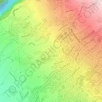 Topografische Karte Trois Mares, Höhe, Relief