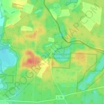 Topografische Karte Neuthymen, Höhe, Relief
