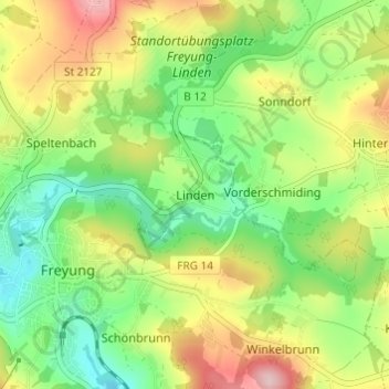 Topografische Karte Linden, Höhe, Relief