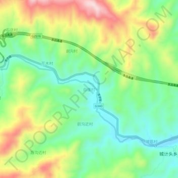 Topografische Karte 白崖村, Höhe, Relief