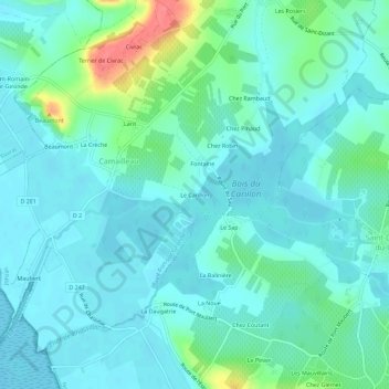 Topografische Karte Le Carillon, Höhe, Relief