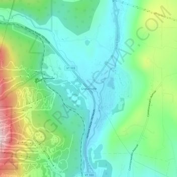 Topografische Karte Grahamville, Höhe, Relief