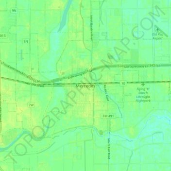 Topografische Karte Mercedes, Höhe, Relief