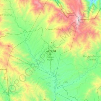 Topografische Karte Goroka, Höhe, Relief