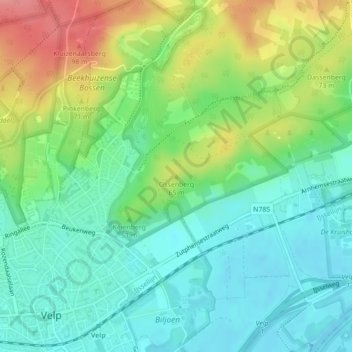 Topografische Karte Ossenberg, Höhe, Relief