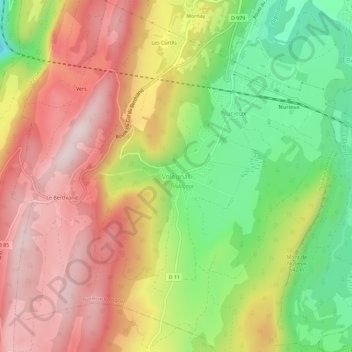 Topografische Karte Volognat, Höhe, Relief
