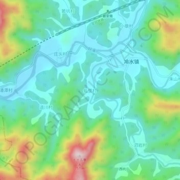 Topografische Karte 虬里村, Höhe, Relief