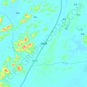 Topografische Karte 石陵镇, Höhe, Relief