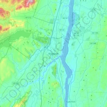 Topografische Karte Kingston, Höhe, Relief