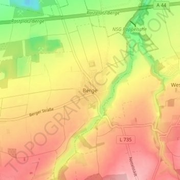Topografische Karte Berge, Höhe, Relief