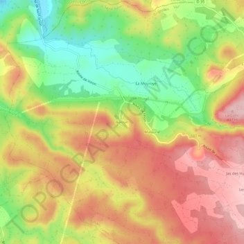 Topografische Karte Boisset, Höhe, Relief