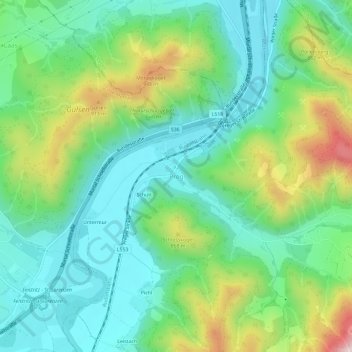 Topografische Karte Preg, Höhe, Relief