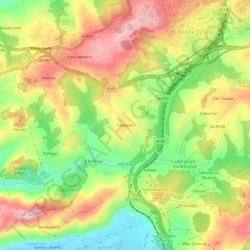 Topografische Karte Latores, Höhe, Relief