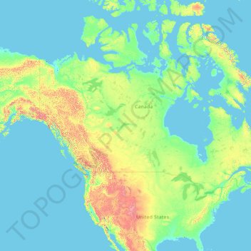 Topografische Karte Nordamerika, Höhe, Relief