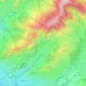 Topografische Karte Walde SG, Höhe, Relief