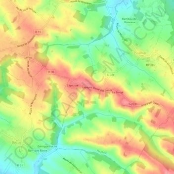 Topografische Karte Lapeyre, Höhe, Relief