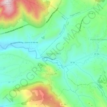 Topografische Karte Poggio Corese, Höhe, Relief