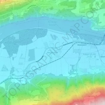 Topografische Karte Weizelsdorf, Höhe, Relief