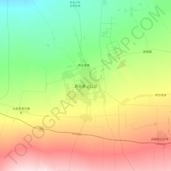 Topografische Karte 奇台县, Höhe, Relief