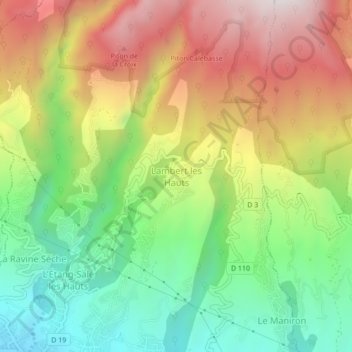 Topografische Karte Lambert les Hauts, Höhe, Relief