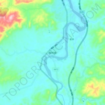 Topografische Karte 麻州镇, Höhe, Relief