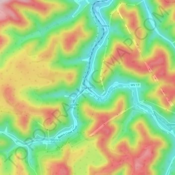 Topografische Karte Sharples, Höhe, Relief