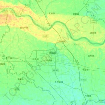 Topografische Karte 砀山县, Höhe, Relief