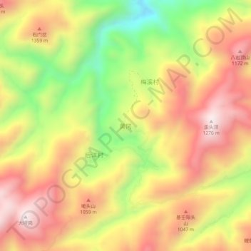 Topografische Karte 黄冈, Höhe, Relief