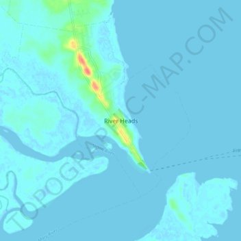 Topografische Karte River Heads, Höhe, Relief
