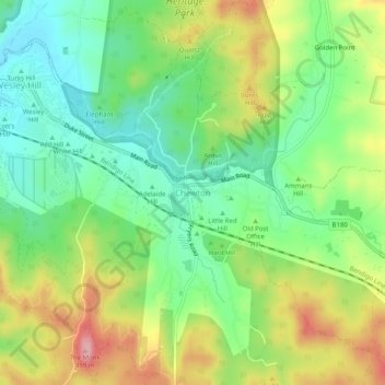 Topografische Karte Chewton, Höhe, Relief