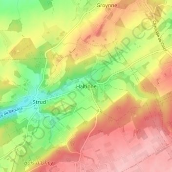 Topografische Karte Haltinne, Höhe, Relief