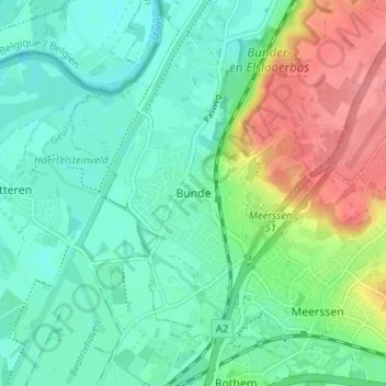 Topografische Karte Bunde, Höhe, Relief