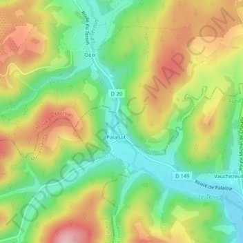 Topografische Karte Palaizot, Höhe, Relief