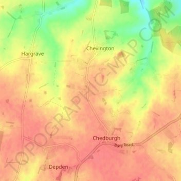 Topografische Karte Tan Office Green, Höhe, Relief