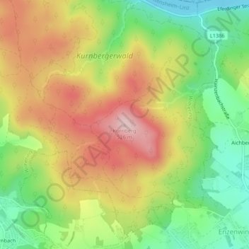 Topografische Karte Kürnberg, Höhe, Relief