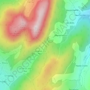 Topografische Karte Col des Arces, Höhe, Relief