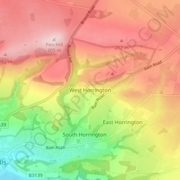 Topografische Karte West Horrington, Höhe, Relief