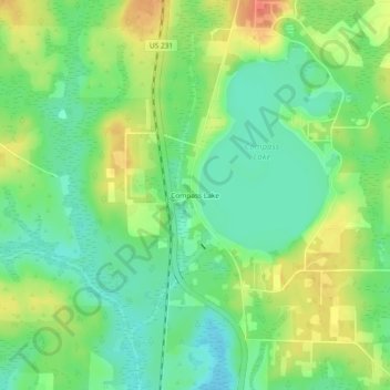 Topografische Karte Compass Lake, Höhe, Relief