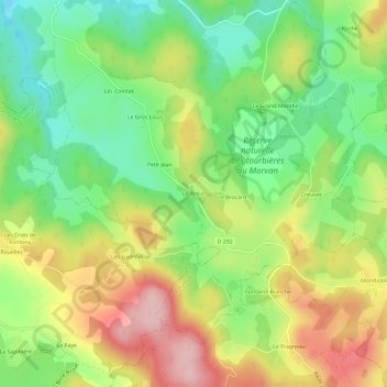 Topografische Karte Le Breuil, Höhe, Relief