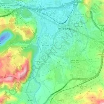 Topografische Karte Campuzano, Höhe, Relief