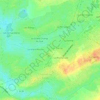 Topografische Karte Le Four à Chaux, Höhe, Relief