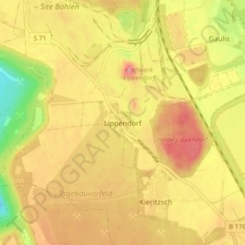 Topografische Karte Lippendorf, Höhe, Relief