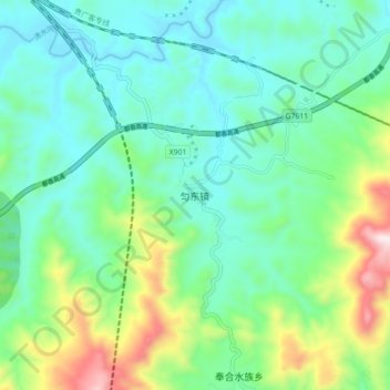 Topografische Karte 匀东镇, Höhe, Relief