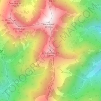 Topografische Karte Griesmoarkogel, Höhe, Relief