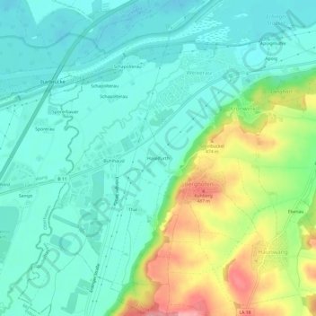 Topografische Karte Haselfurth, Höhe, Relief