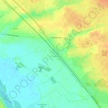 Topografische Karte Saint-Imbert, Höhe, Relief