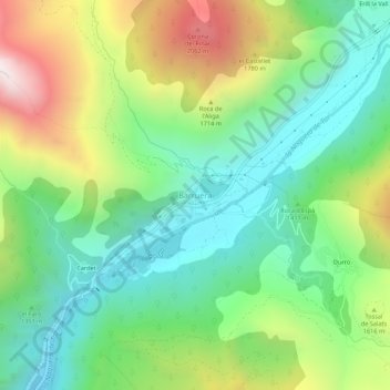 Topografische Karte Barruera, Höhe, Relief