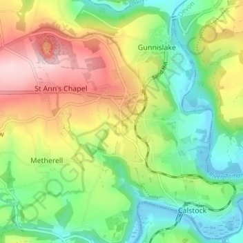 Topografische Karte Albaston, Höhe, Relief