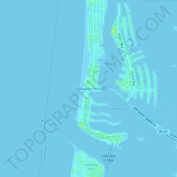 Topografische Karte Clearwater Beach, Höhe, Relief